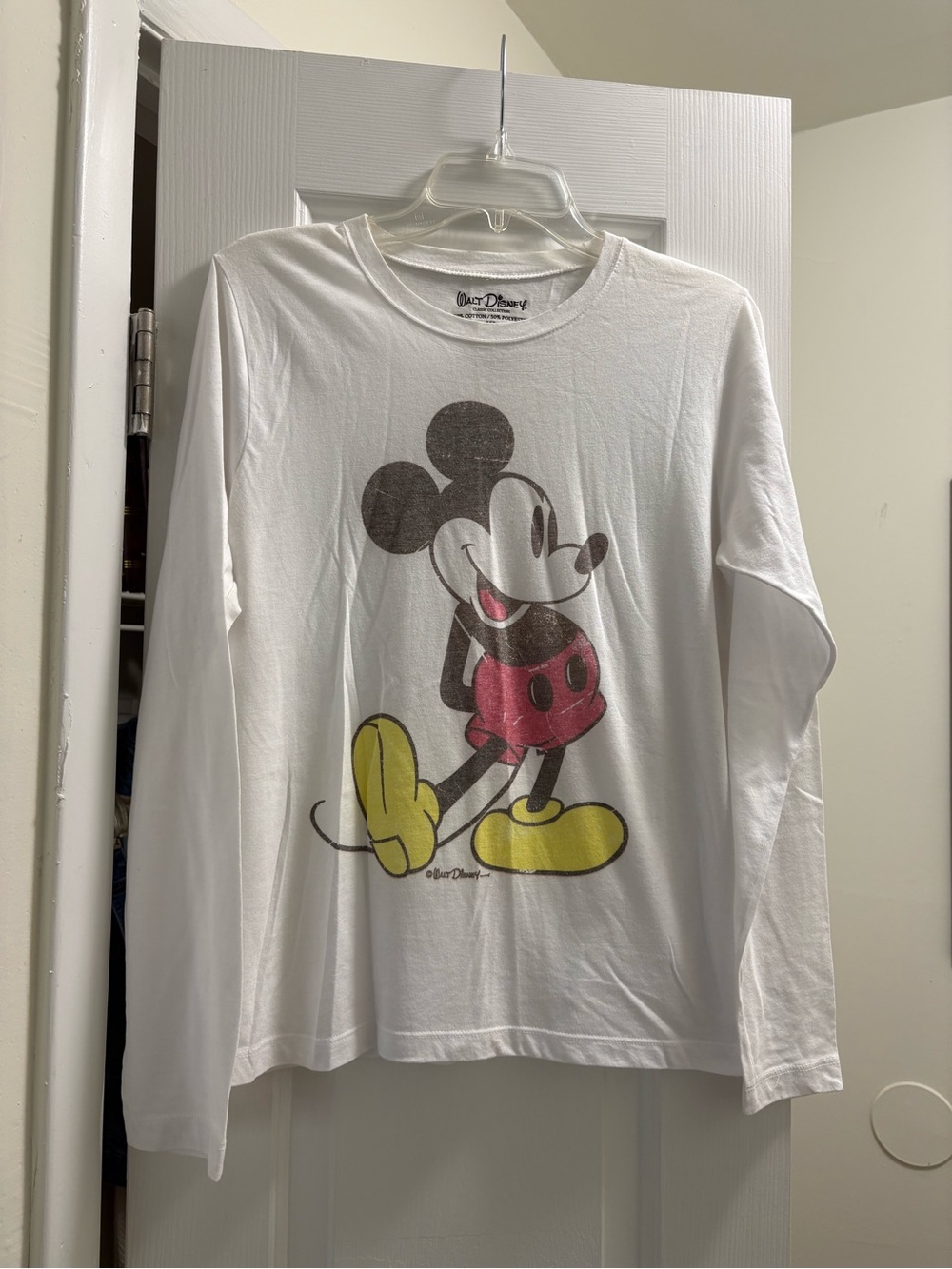 Vintage Walt Disney Mickey Mouse White Long-Sleeve Women’s Shirt
